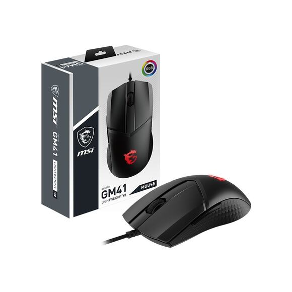 •NEW• MSI Clutch GM41 Lightweight V2 Black Gaming Mouse - Picture 1 of 5